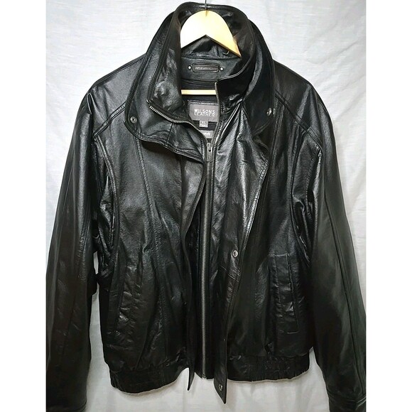 Vtg Wilson's Leather Thinsulate Black Bomber Jacket, Sz XL, Zipper & Snap - Picture 1 of 11
